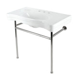 Bristol 36-Inch Console Sink with Stainless Steel Legs (8-Inch, 3 Hole)