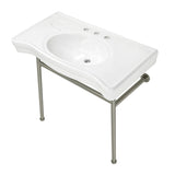 Bristol 36-Inch Console Sink with Stainless Steel Legs (8-Inch, 3 Hole)