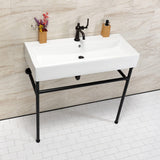 New Haven 39-Inch Console Sink with Stainless Steel Legs (Single Hole)