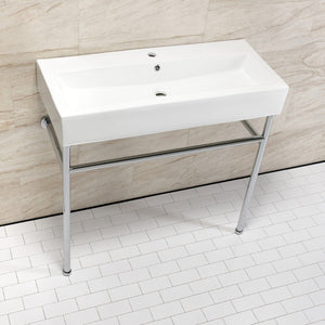 New Haven 39-Inch Console Sink with Stainless Steel Legs (Single Hole)