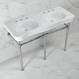 Imperial 47-Inch Ceramic Double Bowl Console Sink with Stainless Steel Legs