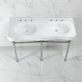 Imperial 47-Inch Ceramic Double Bowl Console Sink with Stainless Steel Legs