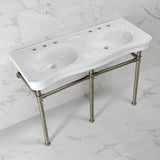 Imperial 47-Inch Ceramic Double Bowl Console Sink with Stainless Steel Legs