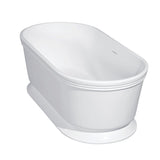 Arcticstone 59-Inch Solid Surface Oval Double Ended Pedestal Tub with Drain (No Faucet Drillings)