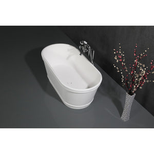 Arcticstone 60-Inch Solid Surface Oval Double Ended Freestanding Tub with Drain