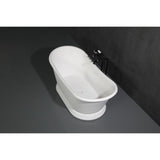 Arcticstone 67-Inch Solid Surface Oval Double Slipper Pedestal Tub with Drain (No Faucet Drillings)