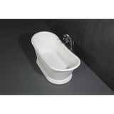 Arcticstone 67-Inch Solid Surface Oval Double Slipper Pedestal Tub with Drain (No Faucet Drillings)