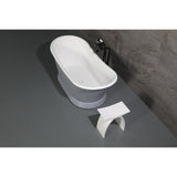 Arcticstone 67-Inch Solid Surface Oval Double Slipper Pedestal Tub with Drain (No Faucet Drillings)