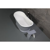 Arcticstone 67-Inch Solid Surface Oval Double Slipper Pedestal Tub with Drain (No Faucet Drillings)