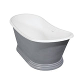 Arcticstone 67-Inch Solid Surface Oval Double Slipper Pedestal Tub with Drain (No Faucet Drillings)