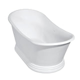 Arcticstone 67-Inch Solid Surface Oval Double Slipper Pedestal Tub with Drain (No Faucet Drillings)