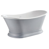 Arcticstone 68-Inch Solid Surface Oval Double Slipper Pedestal Tub with Drain (No Faucet Drillings)