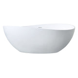 Arcticstone 63-Inch Solid Surface Oval Double Slipper Freestanding Tub with Drain