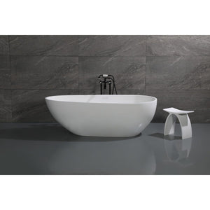 Arcticstone 72-Inch Solid Surface Egg Shaped Double Ended Freestanding Tub with Drain