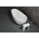 Arcticstone 72-Inch Solid Surface Egg Shaped Double Ended Freestanding Tub with Drain