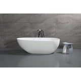 Arcticstone 72-Inch Solid Surface Egg Shaped Double Ended Freestanding Tub with Drain