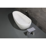 Arcticstone 72-Inch Solid Surface Egg Shaped Double Ended Freestanding Tub with Drain