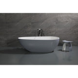 Arcticstone 72-Inch Solid Surface Egg Shaped Double Ended Freestanding Tub with Drain