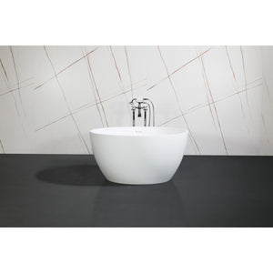 Arcticstone 45-Inch Solid Surface Round Double Ended Freestanding Tub with Drain