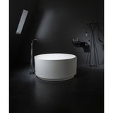 Arcticstone 51-Inch Solid Surface Round Double Ended Freestanding Tub with Drain