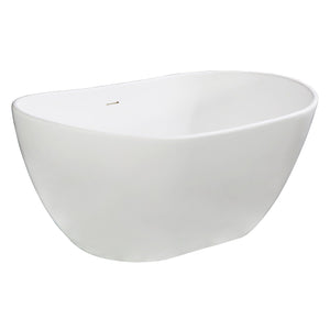 Arcticstone 57-Inch Solid Surface Oval Double Slipper Freestanding Tub with Drain