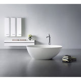 Arcticstone 63-Inch Solid Surface Egg Shaped Double Ended Freestanding Tub with Drain