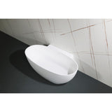 Arcticstone 63-Inch Solid Surface Oval Double Ended Freestanding Tub with Drain