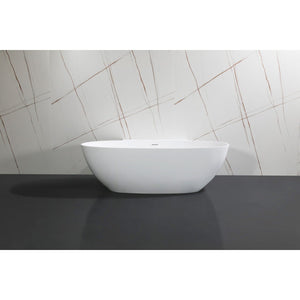 Arcticstone 71-Inch Solid Surface Oval Double Ended Freestanding Tub with Drain