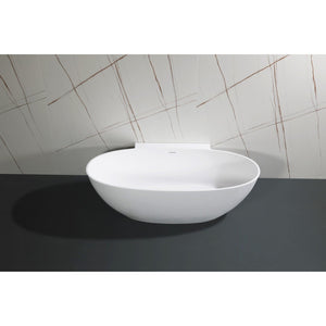 Arcticstone 71-Inch Solid Surface Oval Double Ended Freestanding Tub with Drain