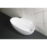 Arcticstone 71-Inch Solid Surface Oval Double Ended Freestanding Tub with Drain