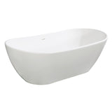 Arcticstone 72-Inch Solid Surface Oval Double Slipper Freestanding Tub with Drain