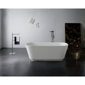 Arcticstone 65-Inch Solid Surface Rectangular Double Ended Freestanding Tub with Drain