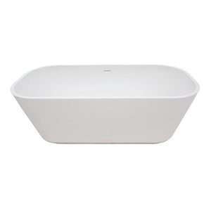 Arcticstone 65-Inch Solid Surface Rectangular Double Ended Freestanding Tub with Drain