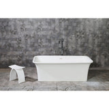 Arcticstone 67-Inch Solid Surface Rectangular Double Ended Freestanding Tub with Drain