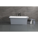 Arcticstone 67-Inch Solid Surface Rectangular Double Ended Freestanding Tub with Drain