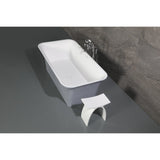 Arcticstone 67-Inch Solid Surface Rectangular Double Ended Freestanding Tub with Drain