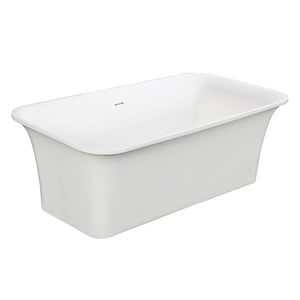 Arcticstone 67-Inch Solid Surface Rectangular Double Ended Freestanding Tub with Drain