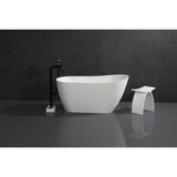 Arcticstone 52-Inch Solid Surface Oval Single Slipper Freestanding Tub with Drain