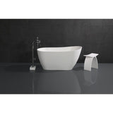 Arcticstone 52-Inch Solid Surface Oval Single Slipper Freestanding Tub with Drain