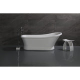 Arcticstone 68-Inch Solid Surface Oval Single Slipper Pedestal Tub with Drain (No Faucet Drillings)