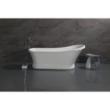 Arcticstone 68-Inch Solid Surface Oval Single Slipper Pedestal Tub with Drain (No Faucet Drillings)