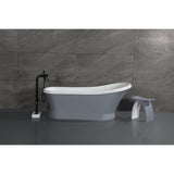 Arcticstone 68-Inch Solid Surface Oval Single Slipper Pedestal Tub with Drain (No Faucet Drillings)