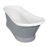 Arcticstone 68-Inch Solid Surface Oval Single Slipper Pedestal Tub with Drain (No Faucet Drillings)