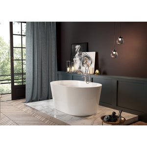 Aqua Eden 51-Inch Acrylic Oval Double Ended Freestanding Tub with Drain