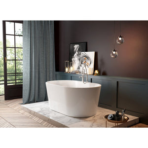 Aqua Eden 55-Inch Acrylic Oval Double Ended Freestanding Tub with Drain