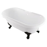 Aqua Eden 67-Inch Acrylic Oval Double Ended Clawfoot Tub (7-Inch Faucet Drillings)