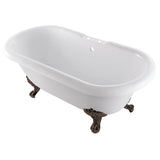 Aqua Eden 67-Inch Acrylic Oval Double Ended Clawfoot Tub (7-Inch Faucet Drillings)