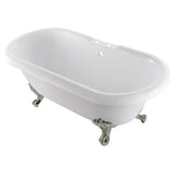 Aqua Eden 67-Inch Acrylic Oval Double Ended Clawfoot Tub (7-Inch Faucet Drillings)