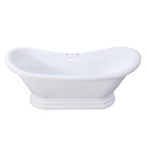 Aqua Eden 69-Inch Acrylic Oval Double Slipper Pedestal Tub (7-Inch Faucet Drillings)