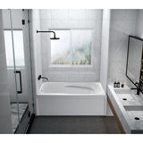 Aqua Eden 60-Inch Acrylic Rectangular 3-Wall Alcove Tub with Armrests and Anti-Skid Surface, Left Hand Drain